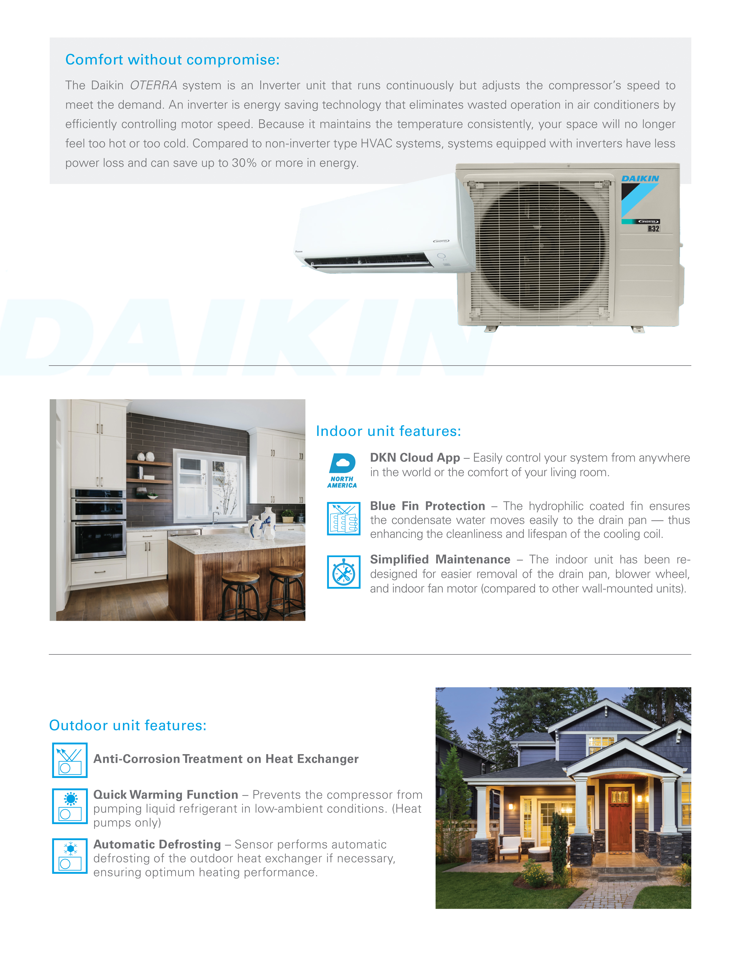 Mini Split 18,000 BTU Daikin R32 Oterra Series 21 SEER2 Heat Pump System WiFi RXF18BVJU9, FTXF18BVJU9